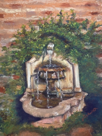 Fountain at the Lodge by artist Julie Schmidt